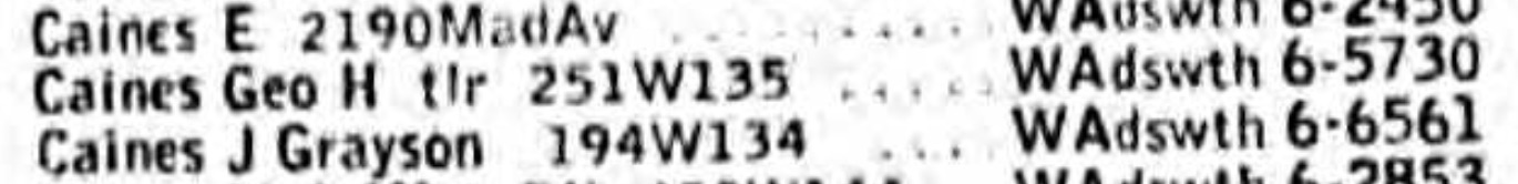 Caines in 1948 Manhattan phone book